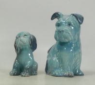 Beswick Blue gloss Sitting West highland Terrier, Sitting Spaniel 454, tallest 15cm (2)