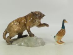 Two Beswick to include a model of a Puma on a Rock 1823 and Mallard Duck 756-2B. (H: 15cm) (2)