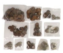 A collection of English coins from Queen Victoria onwards including:- Pre 1947 UK silver coinage