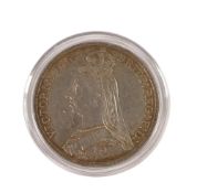 Victoria silver CROWN coin 1887 - gEF - nUNC.