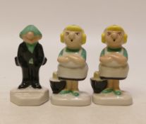 Wade figurines Andy Capp & Flo x2. (3)