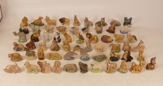 A collection of Wade Whimsies to include- fish, gorilla, horses, dogs, elephants, bird, tortoise