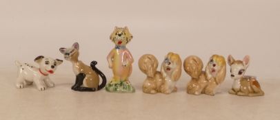 Wade Disney Whimsies Bambi, Peg x2, Lucky, etc, together with Mr Jinks. (6)
