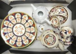 A selection of Murano style red/amber tall swans together with two paperweights decorated inside