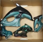 A Collection of Lorna Bailey, Hand painted Sugar Sifters. Thunderbolt, Sunset & Twister. Height