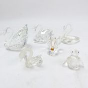 Swarovski Crystal Swan figural group (6)
