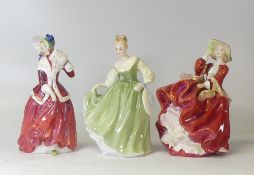 Three Royal Doulton lady figures to include Fair Lady HN2193, Christmas Morn HN1992 and Top O' the