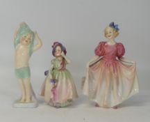 Three Royal Doulton early lady figures to include Sweeting HN1935, Babie HN1679 and To Bed