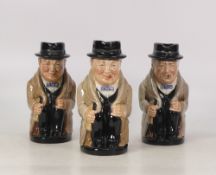 Three Royal Doulton Winston Churchill Toby jugs, 8360A. (3)