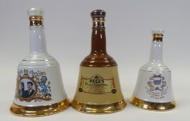 Three Bell's Whisky full and sealed porcelain decanter's to commemorate the birth of Prince