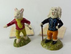 Boxed Royal Doulton Rupert Figures Finishing Arrows and Stringing His Bow - RB7 and Leading the