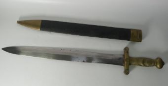 A French infantry sword or Gladius, marked Coulaux with a brass cruciform hilt marked 140 to the