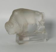 Lalique Buffalo, with chips and scratches noted, height 10cm.