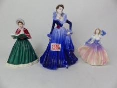 Royal Doulton figurine, On the First Day of Christmas HN5168 and two Coalport figures, Anne (2nd)