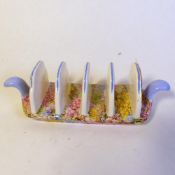 A Shelley Rock Garden pattern Toast Rack, 19cm in length.