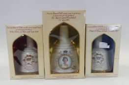 Three Bell's Whisky full, sealed and boxed porcelain decanter's to commemorate the 60th Birthday