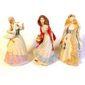 Three Wedgwood/Danbury Mint bisque figurines, Red Riding Hood, Rapunzel and The Goose Girl, height