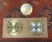 Mounted tide clock and barometer set, typically used in marine or coastal environments, Amperes
