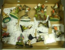 Country Artist and Danbury Mint selection of resin birds to include:- Long tailed Tit with Gorse,
