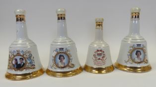 Four Bell's Whisky full and sealed porcelain decanter's to commemorate 60th Birthday of Her