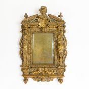 19th century Bronze picture frame, intricate sculptured detail including figures, cupids and