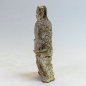 Stylised hand sculptured religious pottery figure of Mary & Jesus, signed AD to base, 20cm.