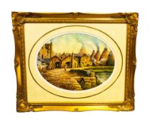An oil painting behind glass with an ornate frame by Malcolm Harnett painted and signed,