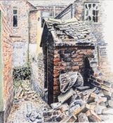 Helen RANDALL (Local Artist) View depicting a derelict Victorian terraced house in a state of