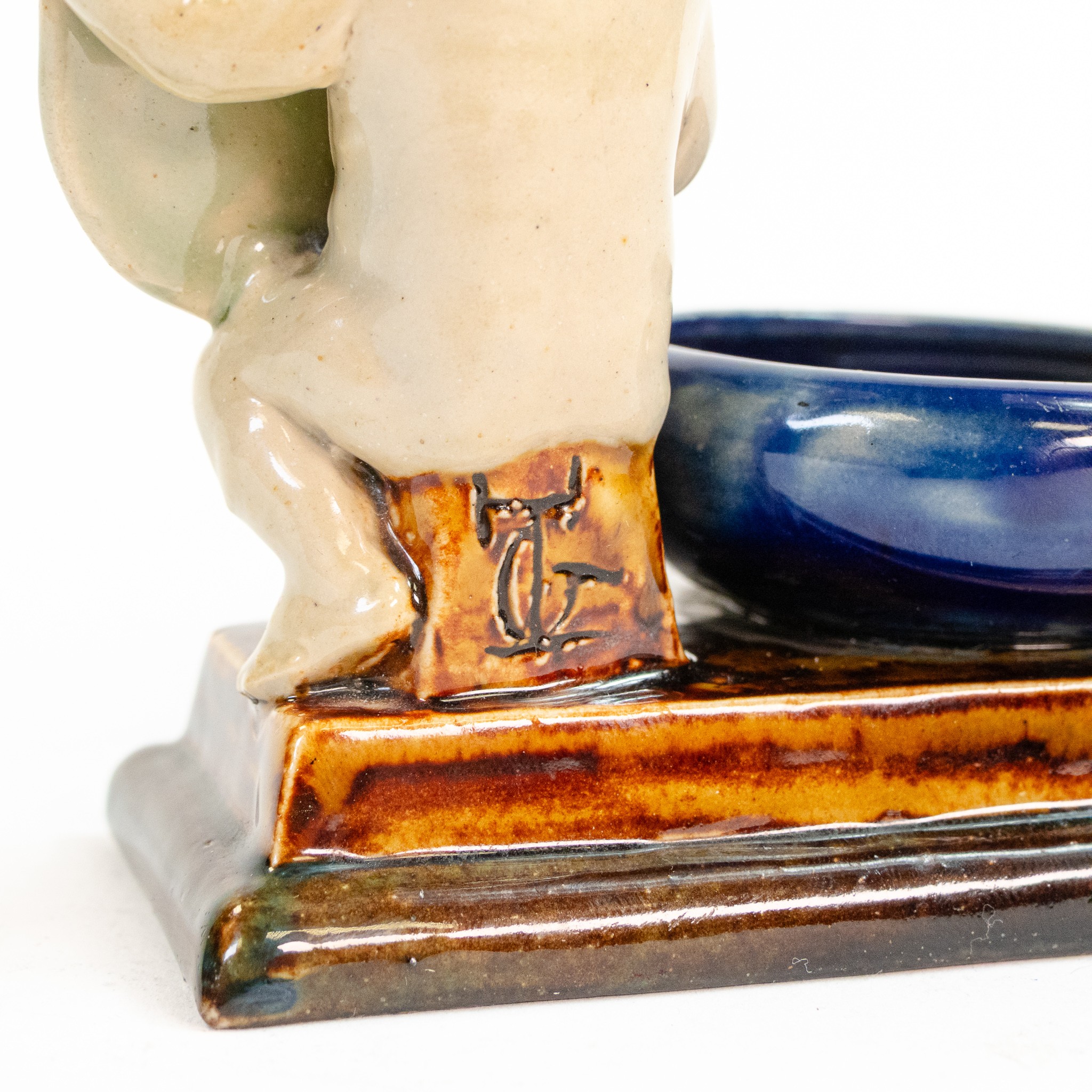 An exceptional and rare Doulton Stoneware figural salt by George Tinworth, a memory piece, - Image 5 of 6