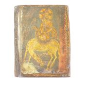 18/19th century Orthodox Iconography, wooden panel, with a Christ type figure on a