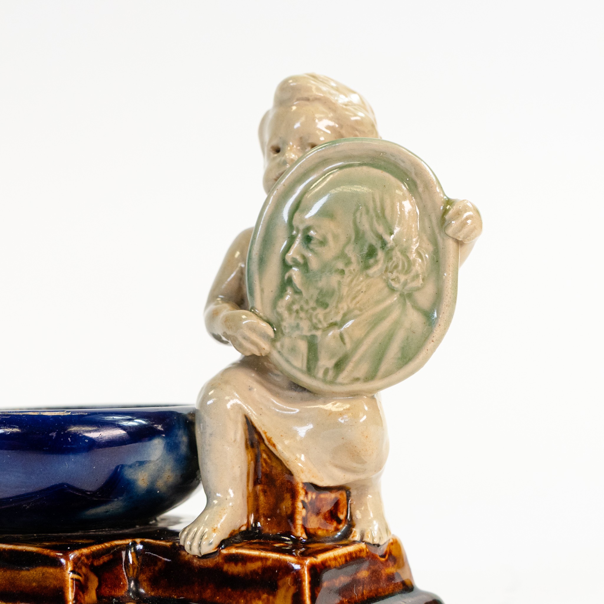 An exceptional and rare Doulton Stoneware figural salt by George Tinworth, a memory piece, - Image 2 of 6