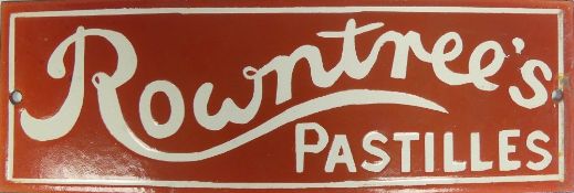 Enamel 'Rowntree's Pastilles' advertising sign. (H: 10cm x L: 30.5cm)