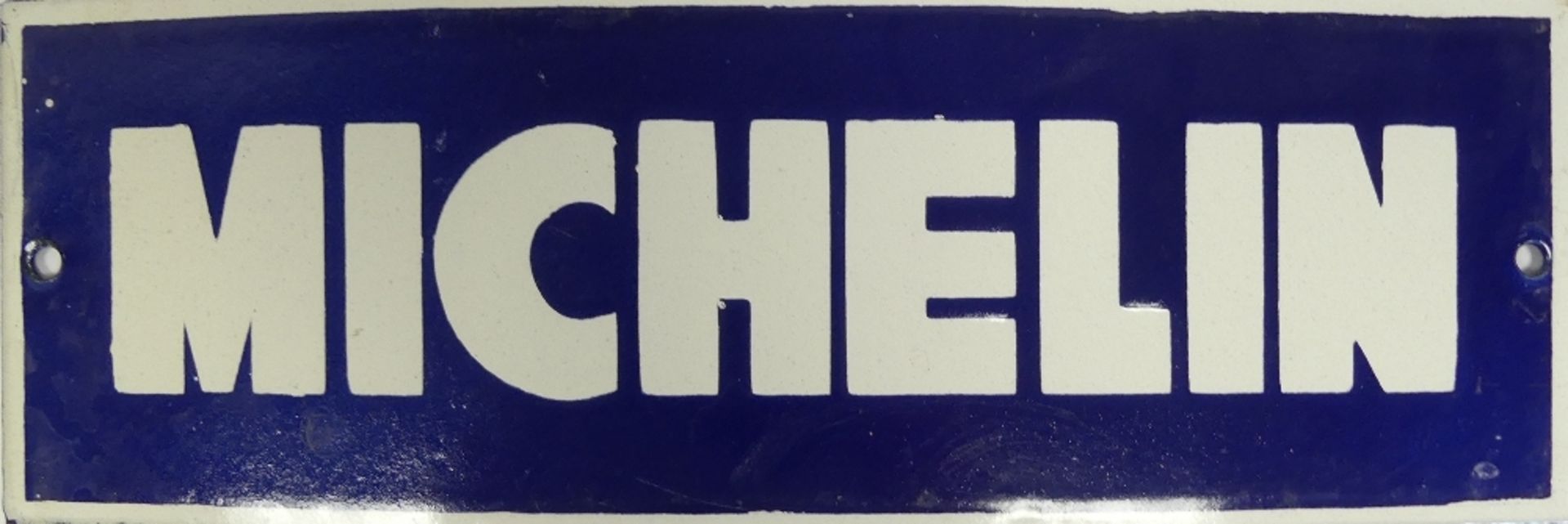 Enamel 'Michelin' advertising sign. (H: 10cm x L: 30.5cm)