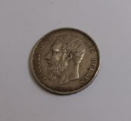 1868 Belgium 5 Francs 900 Silver 25g.