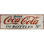 Enamel 'Coca-Cola' advertising sign. (H: 10cm x L: 30.5cm)
