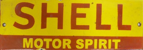 Enamel 'Shell' motor spirit advertising sign. (H: 10cm x L: 30.5cm)