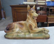 Large Vintage Chalkware Alsatian, length 56cm.