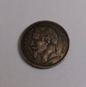 1870 Silver Napoleon 5 Francs, 24.8g.