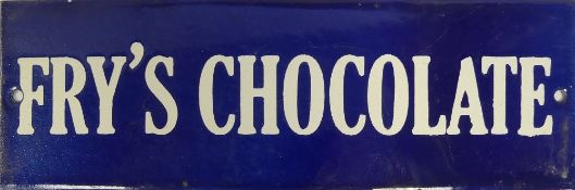 Enamel 'Fry's Chocolate' advertising sign. (H: 10cm x L: 30.5cm)