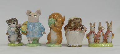 Beatrix Potter Royal Albert Character Figures to include:- Mrs Tiggy-winkle (platinum iron),