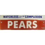 Enamel 'Pears' advertising sign. (H: 10cm x L: 30.5cm)