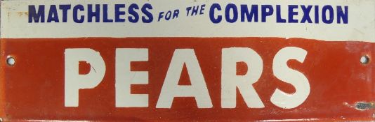 Enamel 'Pears' advertising sign. (H: 10cm x L: 30.5cm)