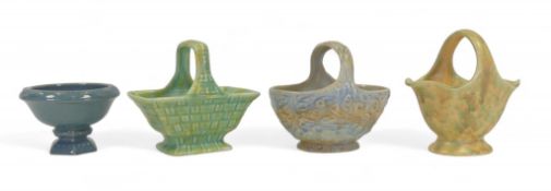 Wade pedestal bowl together with Wade Heath Flaxman ware basket vases. (4)