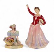 Paragon lady figure Balero MR163 (reglued head) and Dresden Floral Fine Bone China lady figure