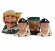 Ryal Doulton character jugs to include Veteran Motorist D6633, Mr Pickwick and two The Hampshire