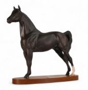 Royal Doulton Morgan Horse on titled wooden base. (H: 29cm)