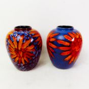 Poole Pottery ginger jars x 2, both minus lids, height 16.5cm (2).