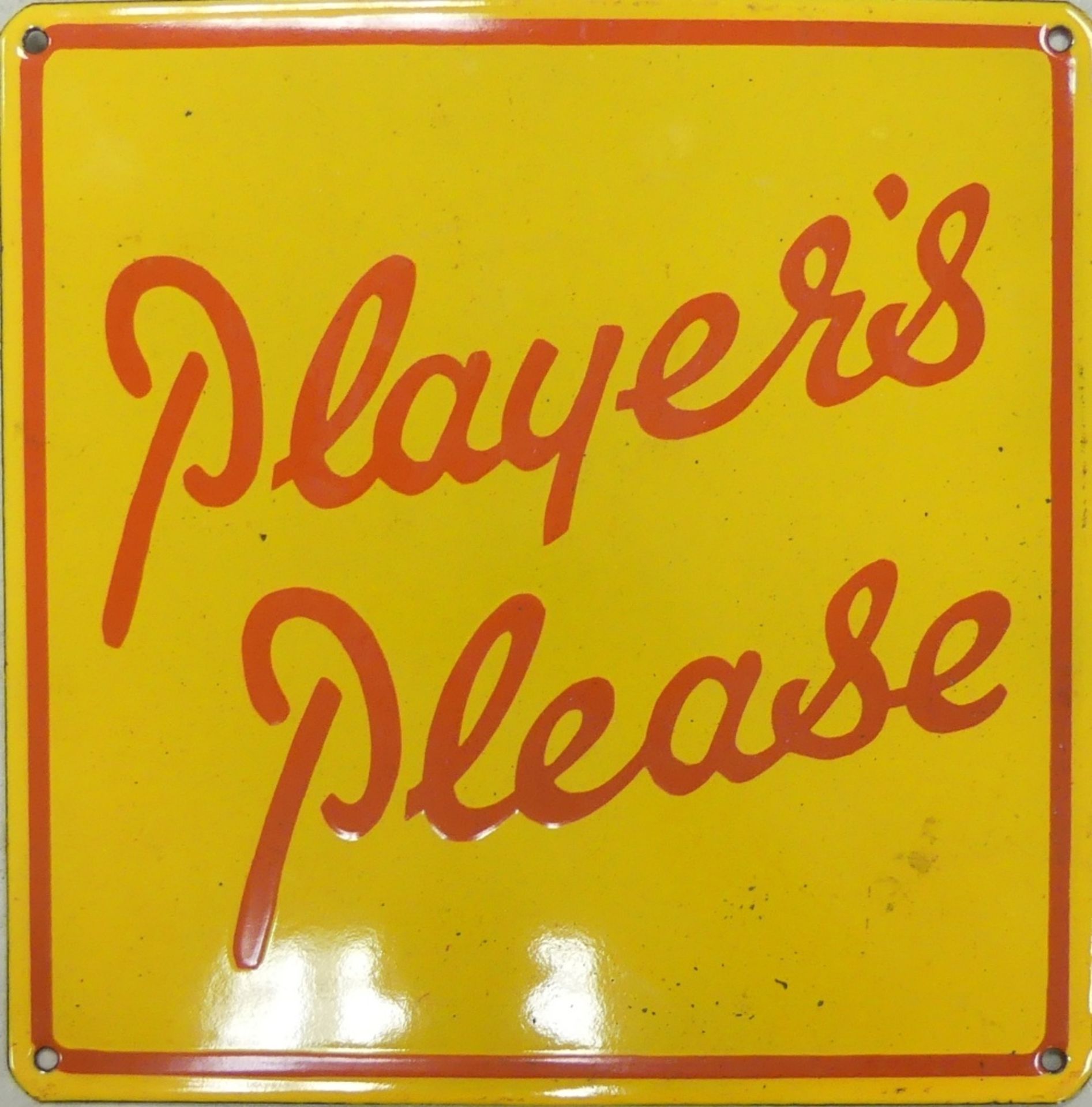 Tin 'Player's Please' advertising sign. (H: 30cm x L: 30cm)