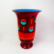 Large Poole pedestal vase of trumpet form, Volcano pattern, height 44cm.