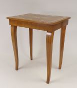 A Sorento Ware side table, hinged top to storage space with wind-up musical movement. (H: 43cm)